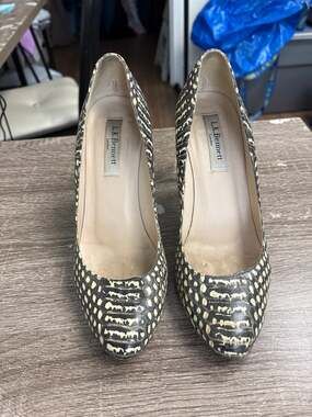 L.K. Bennett Womens Black & White Snake skin Heels Sz 36